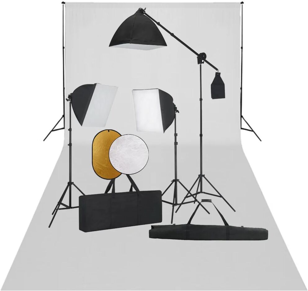 vidaXL Fotostudioset met softboxlampen, achtergrond en reflector