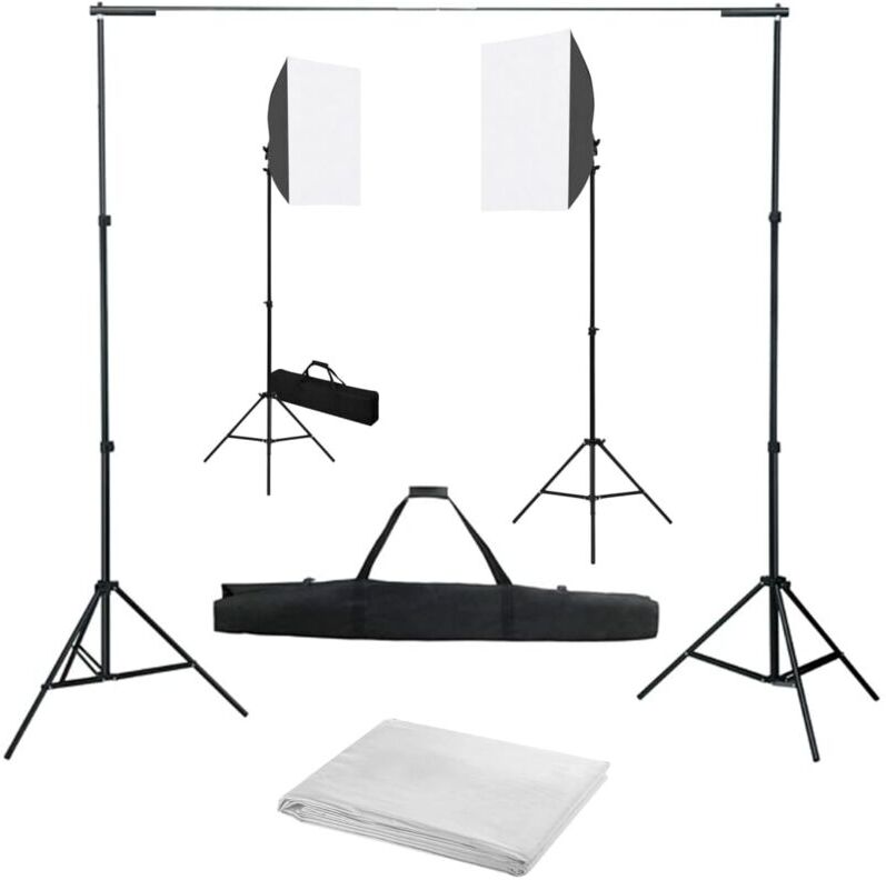 VIDAXL Kit de studio photo avec boîtes à lumière et toile de fond - Vidaxl