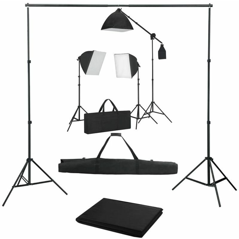 VIDAXL Kit de studio photo avec boîtes à lumière et toile de fond - Vidaxl
