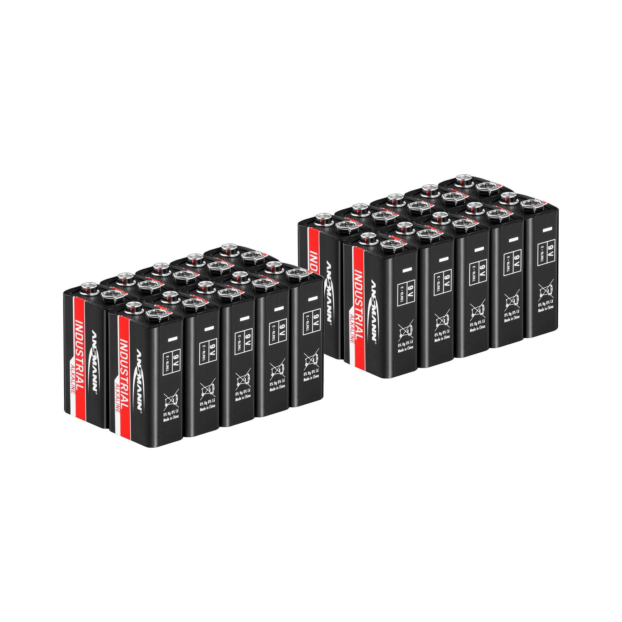 Ansmann Voordeelset 20 x Blokbatterijen 6LR61 - Ansmann INDUSTRIAL alkaline blokbatterijen - 9 V 18000367