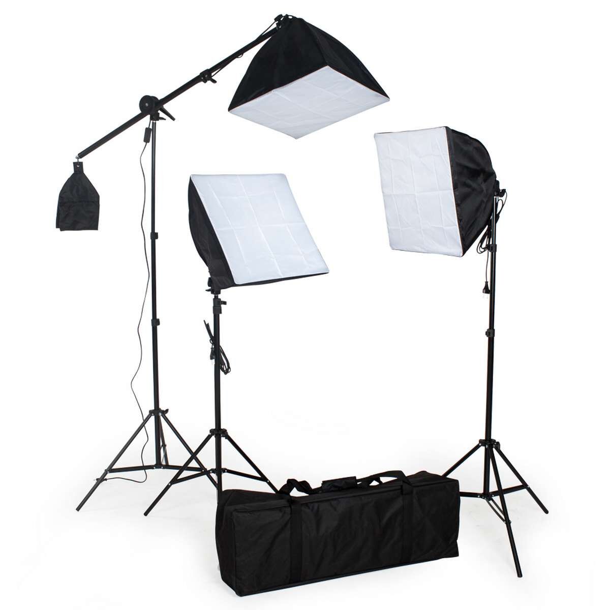 tectake Studiolampor set med glödlampa + softbox - svart