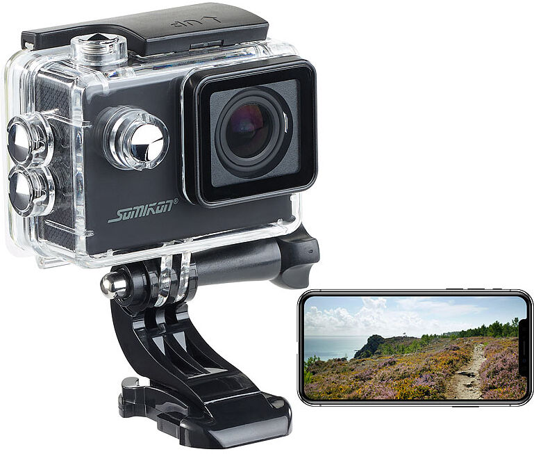 Somikon Einsteiger-4K-Action-Cam, WLAN Full HD (60 fps) mit Unterwassergehäuse