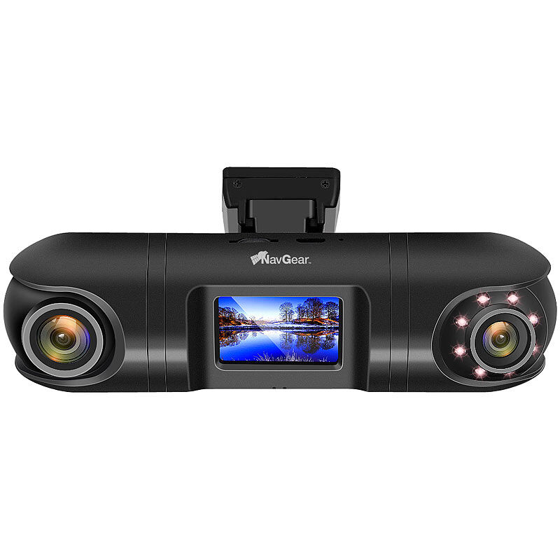 NavGear QHD-Dual-Dashcam mit 2 Kameras, G-Sensor, IR-Nachtsicht und GPS