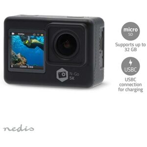 Nedis Action Cam   Dobbelt Skærm   5K@30fps   16 MPixel   Vandtæt op til: 30.0 m   80 min   Wi-Fi   App tilgængelig til: Android™ / IOS   Montering in