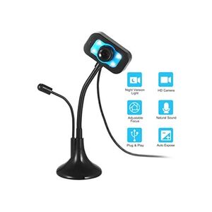 Andoer Mini caméra d'ordinateur portable de bureau USB de webcam HD avec micro, support rotatif flexible de lumière LED - Publicité