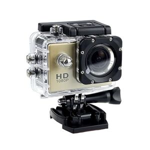 WLLKIY Mini HD 1080P Waterproof Camera Sport Camcorder 2.0 Inch 32G Outdoor Motion Sking DV for Action Video Helmet Bicycle Digital Cam (Size : Cam add16gb card, Color : Golden)