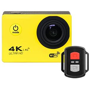 AMAZWI Action Cameras Action Camera， Ultra HD 4K WiFi 2.0&12MP ， Underwater Waterproof Pro Sport Camera， Mini Helmet Video Recording Camera Waterproof and Durable Housing (Color : Giallo, Size : M)