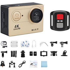 KOZWAY Action Camera Ultra HD 4K/30fps Outdoor Mini Action Camera Remote Control Sport Camera Waterproof Pro Moto Helmet Sports Camera (Size : 32G Card, Color : Gold-Telecontrol)