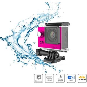 iTecoSky WiFi Ultra HD 4K Sports Action Camera Cam Camcorder DVR DV Video 170D Wide Angle 2.0 LCD 30M Waterproof Outdoor Mini Helmet Action Video Camera Diving Recorder (pink)