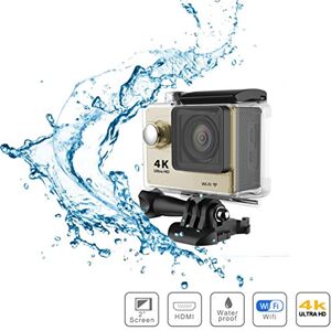 iTecoSky WiFi Ultra HD 4K Sports Action Camera Cam Camcorder DVR DV Video 170D Wide Angle 2.0 LCD 30M Waterproof Outdoor Mini Helmet Action Video Camera Diving Recorder (gold)