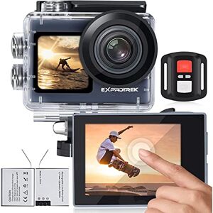Exprotrek Action Cam 4K Underwater Camera Waterproof 40M Ultra HD 20MP Camera 170° Ultra Wide Angle WiFi Camcorder EIS Stabilization with Dual 1350 mAh Battery