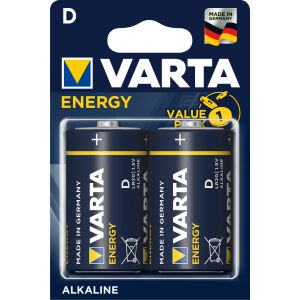 Varta ENERGY D Batterie, Alkali, Alkaline-Batterie für den einfachen Grundbedarf, 1 Packung = 2 Stück, Monozelle