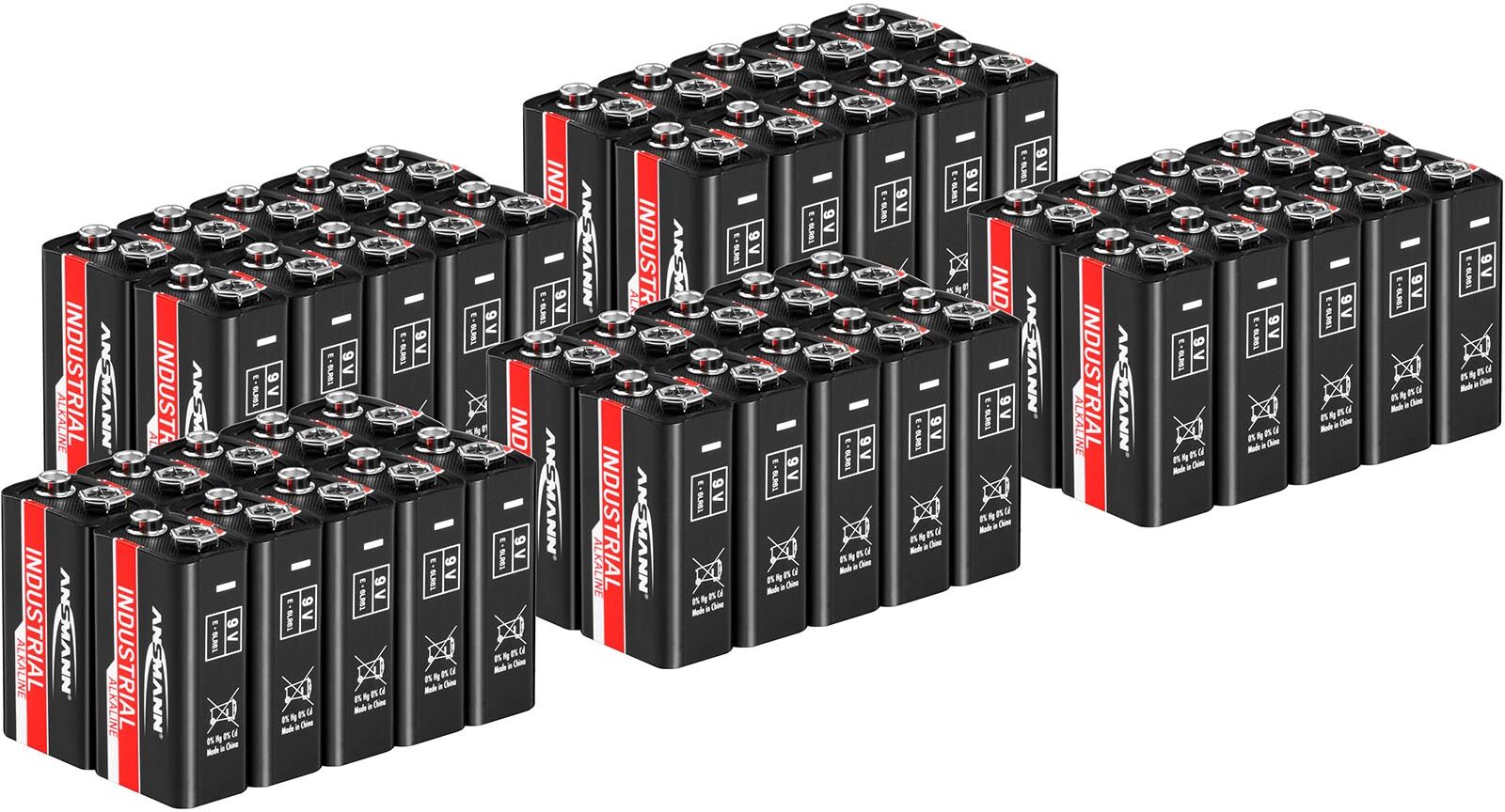 Ansmann Mega-Sparset 50 x Blockbatterien 6LR61 - Ansmann INDUSTRIAL Alkaline-Batterien - 9 V