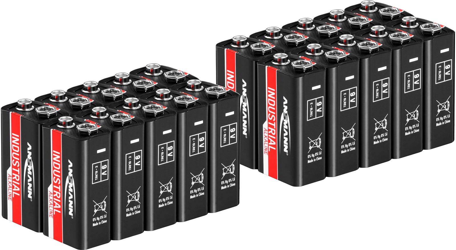 Ansmann Sparset 20 x Blockbatterien 6LR61 - Ansmann INDUSTRIAL Alkaline-Batterien - 9 V