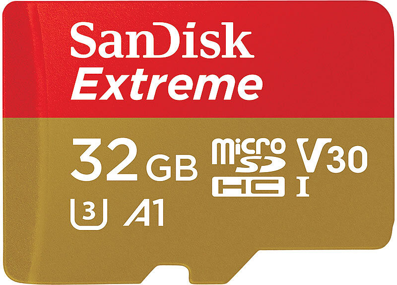 SanDisk Extreme microSDHC Speicherkarte 32GB, 100MB/s, U3, V30, A1