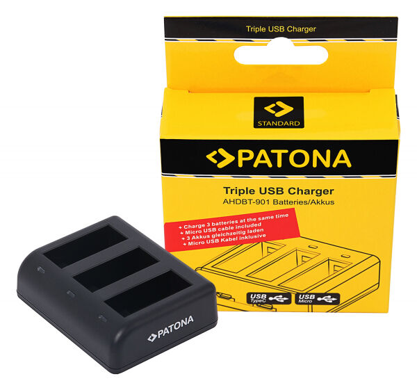 Patona - Triple USB Charger Gopro 9/10