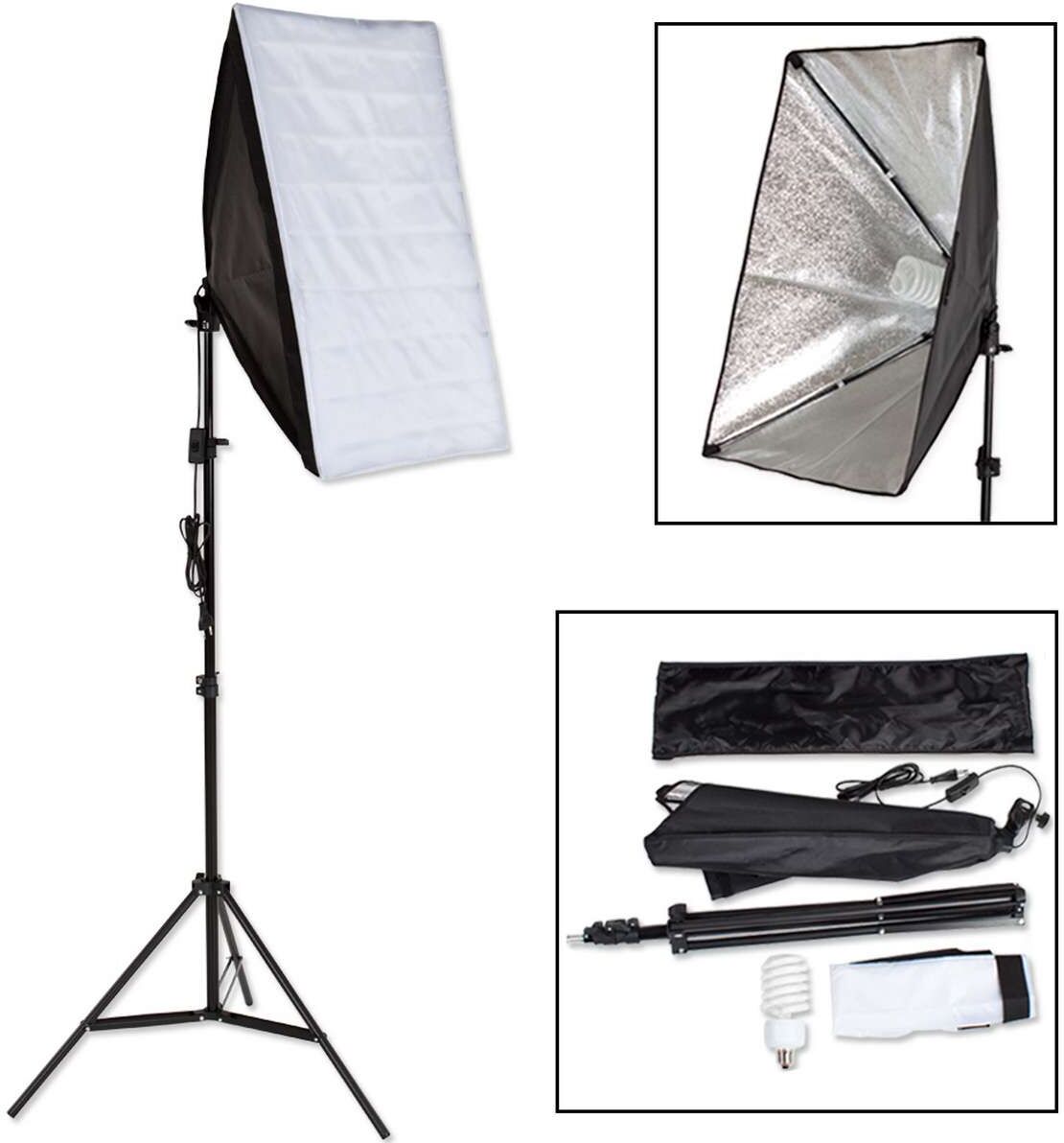 tectake Softbox se stativem 2v1 studiové světlo - černá