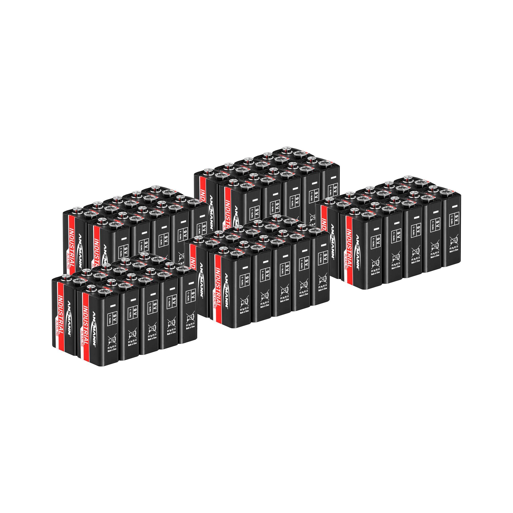 Ansmann Výhodné balení 50 ks - alkalické baterie Ansmann INDUSTRIAL - blokové - 6LR61 - 9 V 1505-0001-SET2