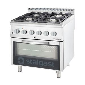 Stalgast Gasherd mit 4 Brennern (3,5x+5+2x7) und Elektro-Umluft-Backofen GN1/1, Serie 700 ND