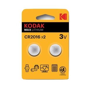 Blister mit Kodak Button Lithium Ultra Cr-Batterien 2016 Blister mit 2 Batterien