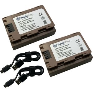 2x Trade-shop Li-Ion Akku 7,2V 2600mAh Ersatz Batterie kompatibel mit Sony Digitalkamera Camcorder ersetzt NP-FZ100 NP-FZ100M / mit Typ-C Anschluss