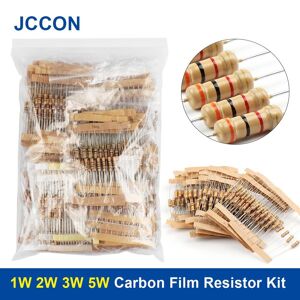 Jccon 1 W 2 W 3 W 5 W Carbon Film Widerstand Rang Sortiment Kit Widerstände Kit Ohm Farbe Ring Widerstand (0,1 Ohm - 820 Ohm) (1k Ohm - 750k Ohm)