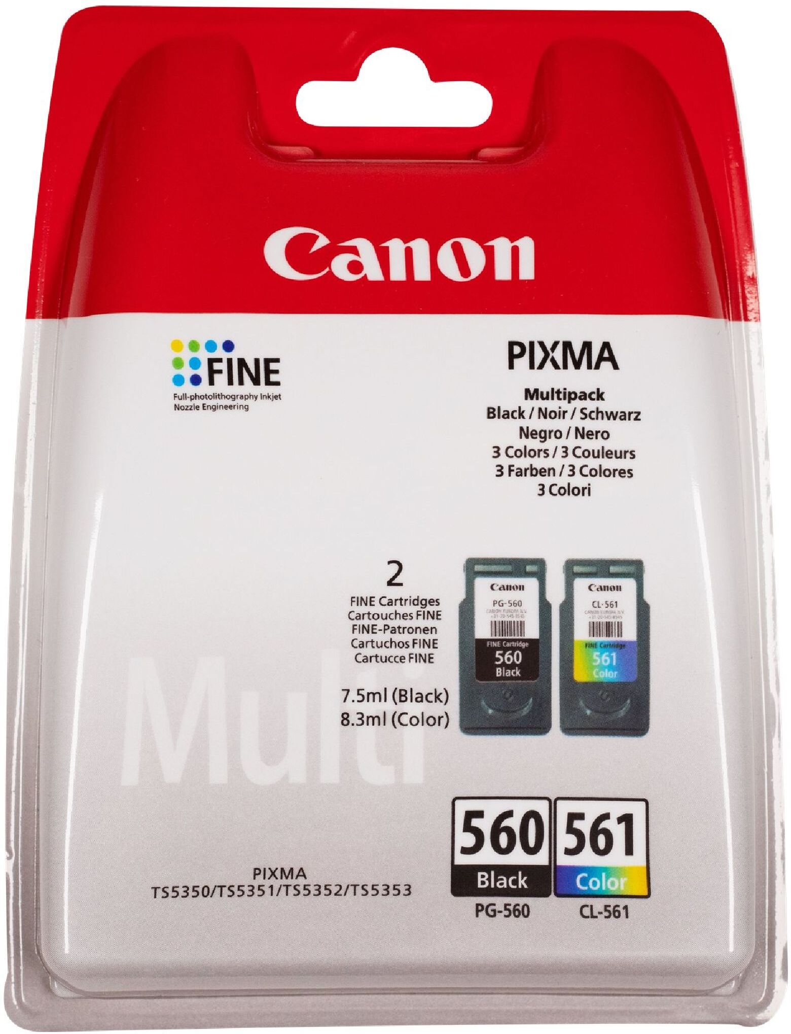 Canon Original Canon Pixma TS 5350 Series (3713C006 / PG-560 CL-561) Druckerpatrone Schwarz,Color (Cyan,Magenta,Gelb)