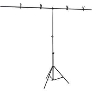 vidaXL Bakgrunnsstativ T-form svart 201x60x(70-200) cm