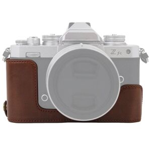 Shoppo Marte 1/4 inch Thread PU Leather Camera Half Case Base for Nikon Z fc (Coffee)