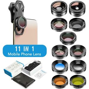 APEXEL 11-en-1 Kit d'objectif de telephone camera grand Angle Macro couleur/Grad filtre CPL ND Star