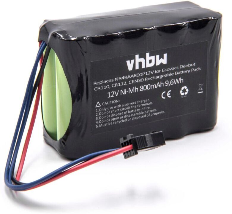 VHBW Batteria 800mAh (12.0V) per Ecovacs Deebot CEN30, CR100, CR110, CR112,