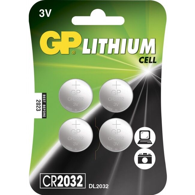 GP Batteries Blister 4 Batterie Litio a Bottone CR2032