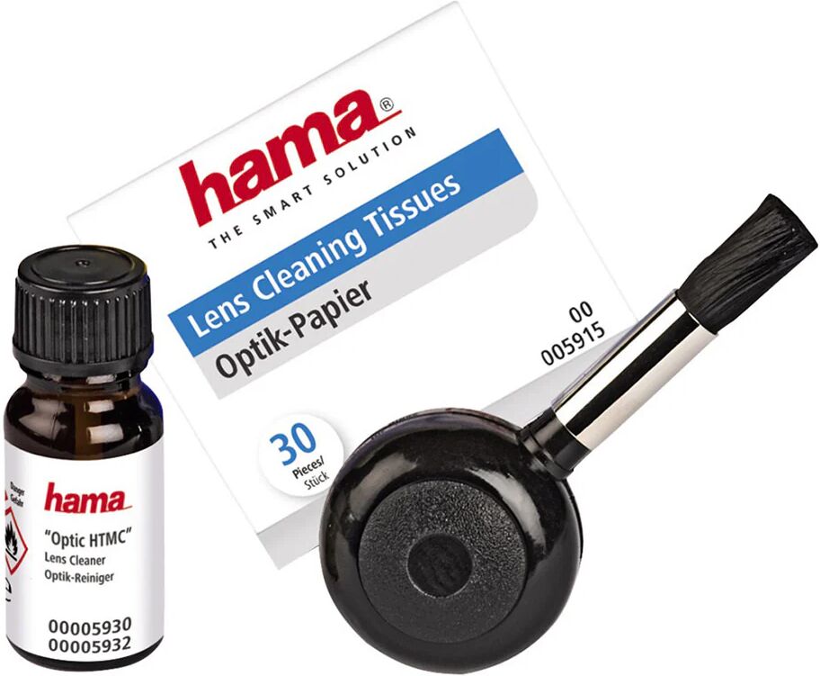 Hama Set di pulizia ottico, composto da: pennello pulizia pneumatico, liquido pulizia ottiche e carta pulizia