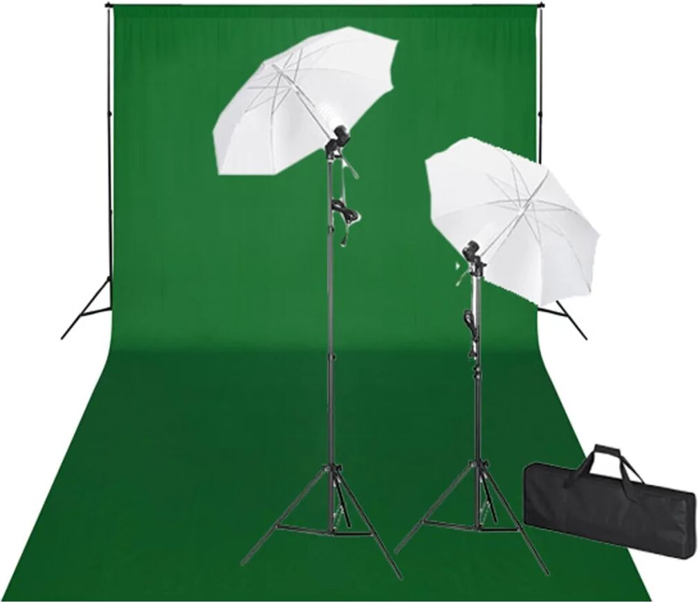 vidaXL Fotostudio kit grön bakgrund 600 x 300 cm & lampor