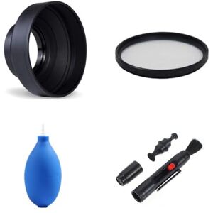 Rhinos Blog Camera Lens Accessories Set 52mm 3 Stage Collapsible Lens Hood, MC UV, Cleaning Set For Fujifilm X-E4 X-T20 Camera With Fujifilm XC 15-45mm f/3.5-5.6 OIS PZ Lens