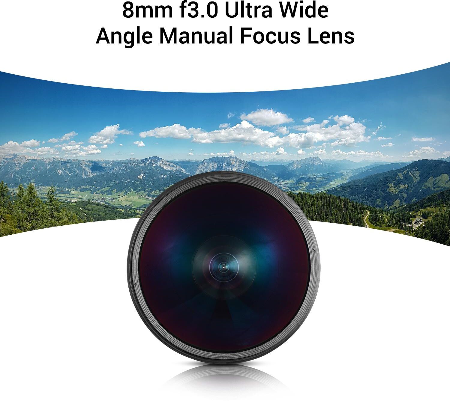 TOMTOP JMS 8mm f3.0 Fisheye Lens APSC Manual Focus Ultra Wide Angle for APSC Compatible with Nikon Camera