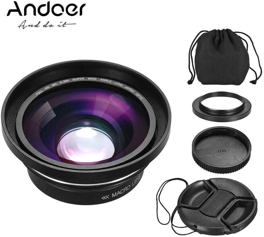 Andoer 30mm 37mm 0.39X Full HD Wide Angle Macro Lens for Ordro  Digital Video Camera Camcorder