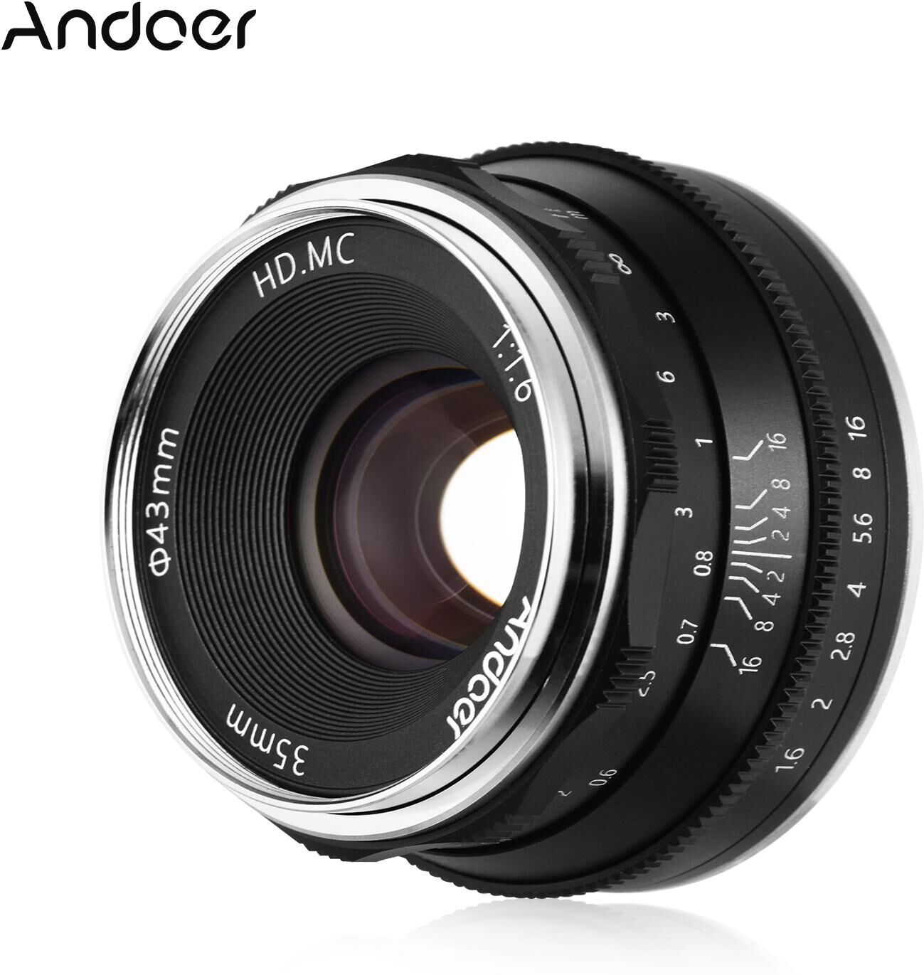 Andoer 35mm F1.6 Manual Focus Lens Large Aperture Multilayer Film Coating Mirrorless Camera Lens