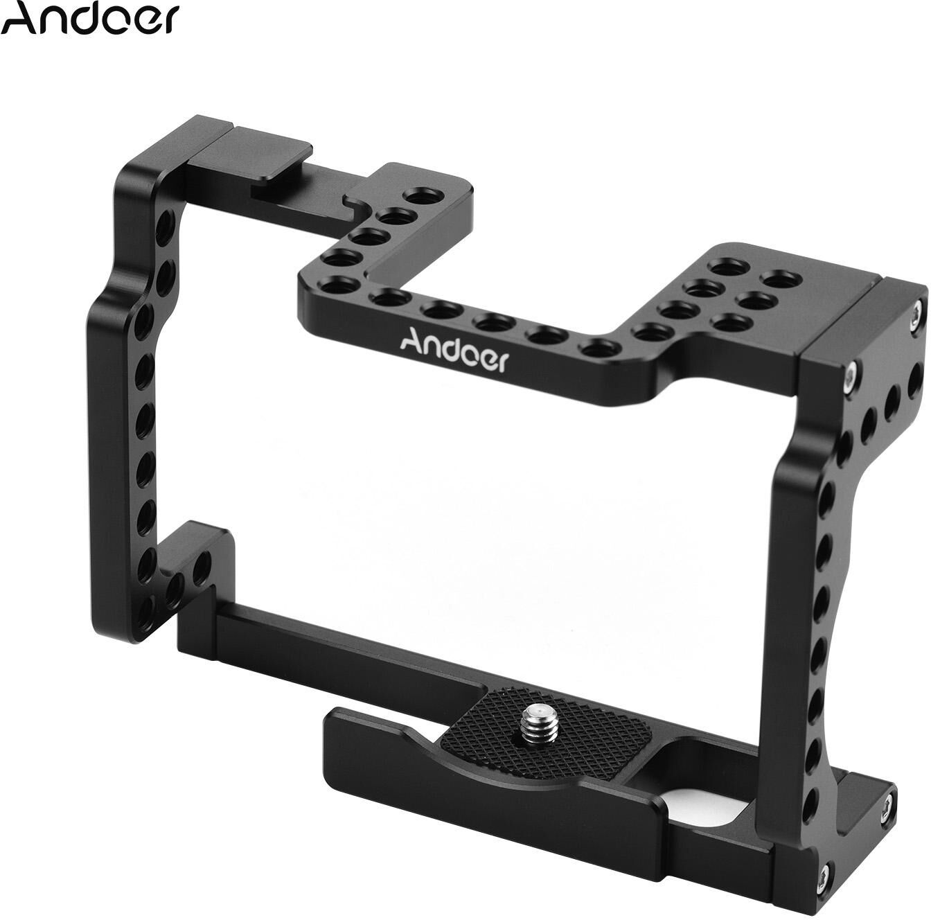 Andoer Camera Cage Rig Aluminum Alloy with Cold Shoe 1/4 Thread Compatible with Canon M50