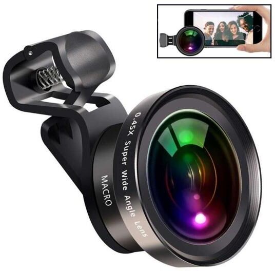 Sevier 3C Large Aperture HD Phone Lens 52Uv 0.45X Wide Angle & 12.5X Macro Lens 2 In 1 Clip-Ons Cell Phone Camera