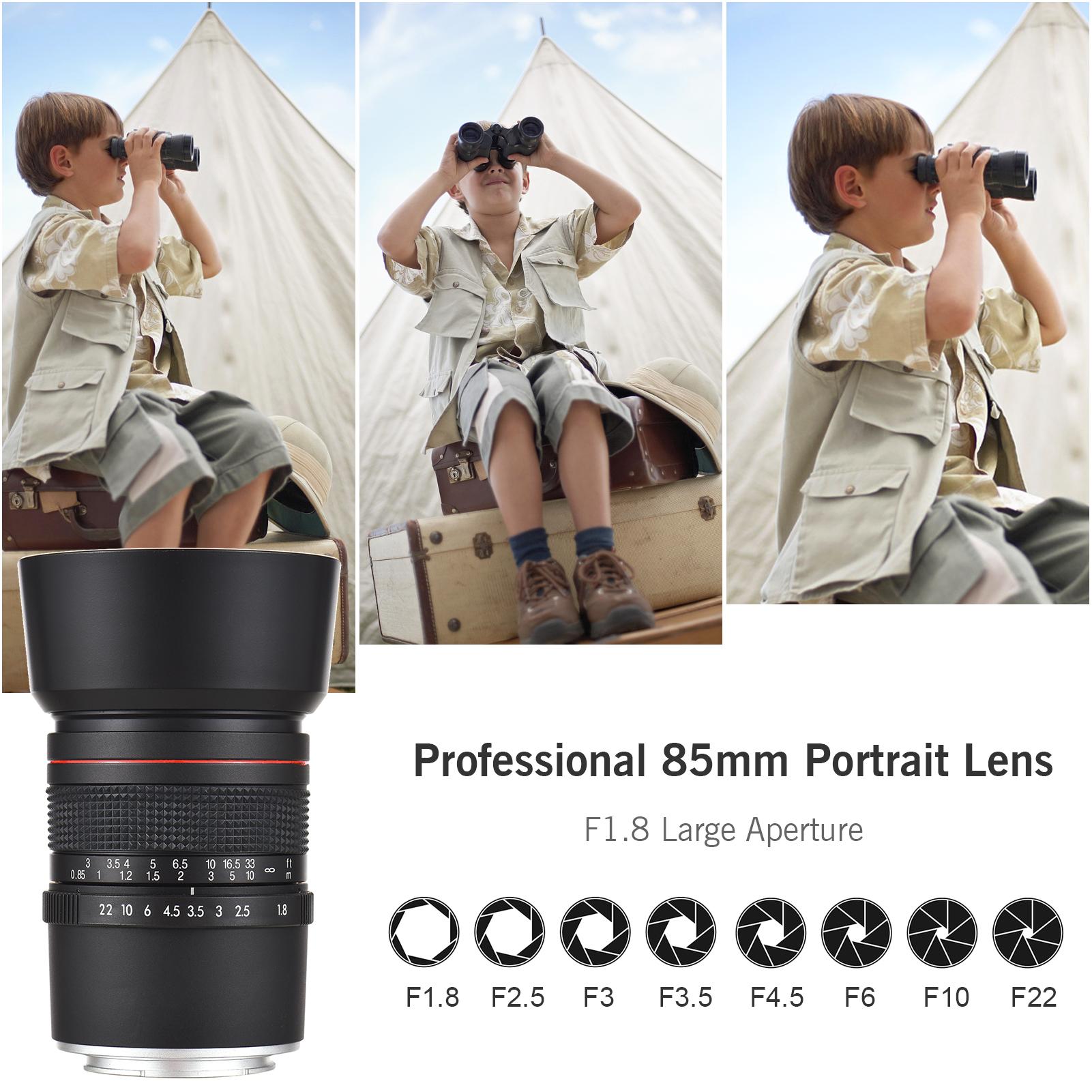 Andoer 85mm F1.8 Medium Telephoto Camera Lens Large Aperture Full Frame Portrait Lens Manual Focus