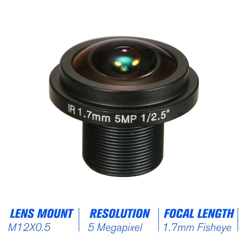 TOMTOP JMS 1.7mm Fisheye Lens HD 5.0 Megapixel M12 Mount 1/2.5" F2.0 For CCTV IP Camera 180 Degree Wide Angle Pa