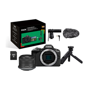 Canon Pack EOS R50 + RF-S 18-45mm f/4.5-6.3 IS STM + Micro + Trépied + Télécommande + carte SD + Chargeur - Publicité