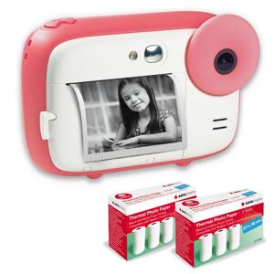 AGFA PHOTO Pack Realikids Instant Cam + 6 rouleaux Papier Thermique ATP3WH supplementaires - Appareil Photo Instantane Enfant, Ecran LCD 2,4', Batterie Lithium, Miroir Selfie et filtre photo - Rose - Neuf