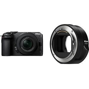 Nikon kit Z 30 +16/50mm VR, Appareil Photo Hybride capteur DX(20,9 MP,4K UHD 30p ou Full HD 120p,Rafale 11 i/s,écran Tactile orientable(câble USB de Type C fourni) Noir+ Bague d'adaptation Noir - Publicité