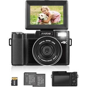 Andoer Appareil photo numérique portable avec écran TFT rotatif de 3" 48 MP 4K Ultra HD 16x Support 128 Go Mémoire étendue Anti-secousses avec 2 piles Carte mémoire 32 Go - Publicité