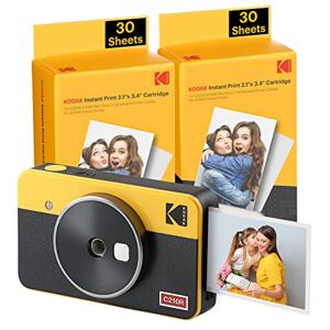 Kodak Mini Shot 2 Retro 4Pass Appareil Photo instantané 2 en 1 avec imprimante Photo (5,3 x 8,6 cm) et 1 Paquet de 68 Feuilles, Jaune - Publicité