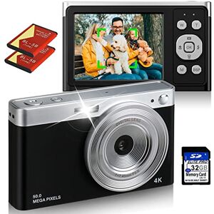 Lieberwell Appareil Photo Numérique, 50MP 4K Full HD Appareil Photo Compact Autofocus avec Grand Écran 2,88", Carte SD 32Go et Zoom 16 Fois, Mini Caméra Portable pour Enfants, Adultes, Photographie Débutant - Publicité