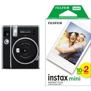 Fujifilm Appareil Photo Instantané Instax Mini 40 Noir + Recharge 2x10