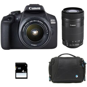 Canon EOS 2000D + 18-55 IS II + 55-250 IS Garanti 3 ans + Sac + SD 4Go - Publicité